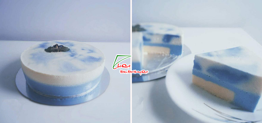 Bánh bông lan hoa đậu biếc làm từ sữa đậu nành